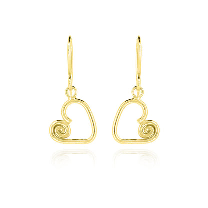 Heart Spiral Drop Earrings - Yellow Gold Vermeil Drop Earrings