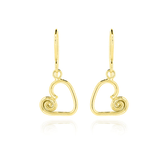 Heart Spiral Drop Earrings - Yellow Gold Vermeil Drop Earrings