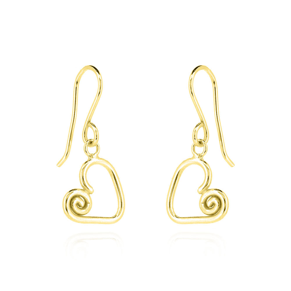 Heart Spiral Drop Earrings - Yellow Gold Vermeil Drop Earrings