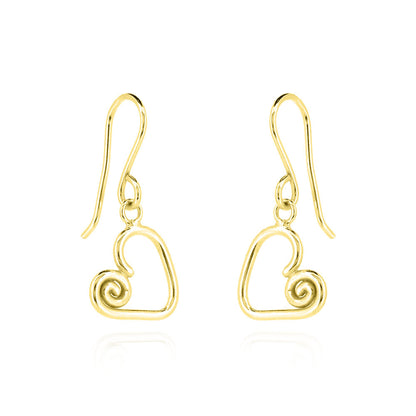 Heart Spiral Drop Earrings - Yellow Gold Vermeil Drop Earrings