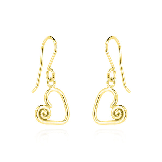 Heart Spiral Drop Earrings - Yellow Gold Vermeil Drop Earrings