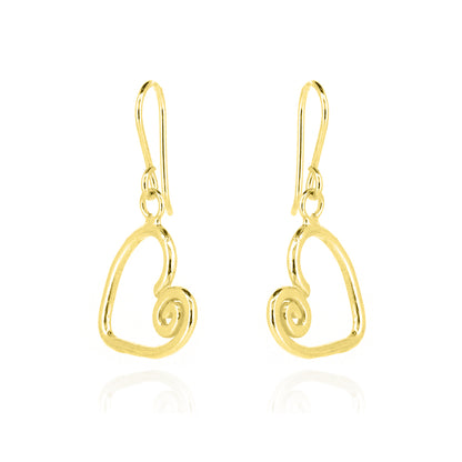 Heart Spiral Large Drop Earrings - Yellow Gold Vermeil