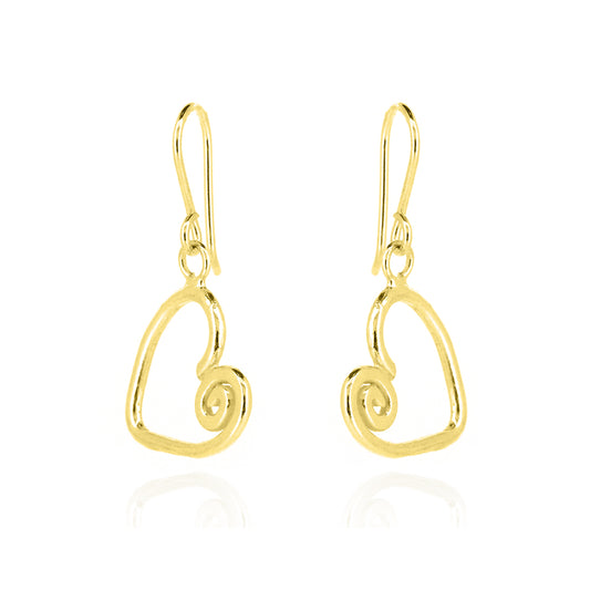 Heart Spiral Large Drop Earrings - Yellow Gold Vermeil