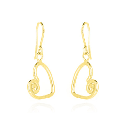 Heart Spiral Large Drop Earrings - Yellow Gold Vermeil