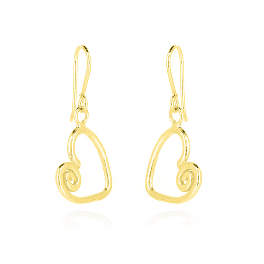 Heart Spiral Large Drop Earrings - Yellow Gold Vermeil
