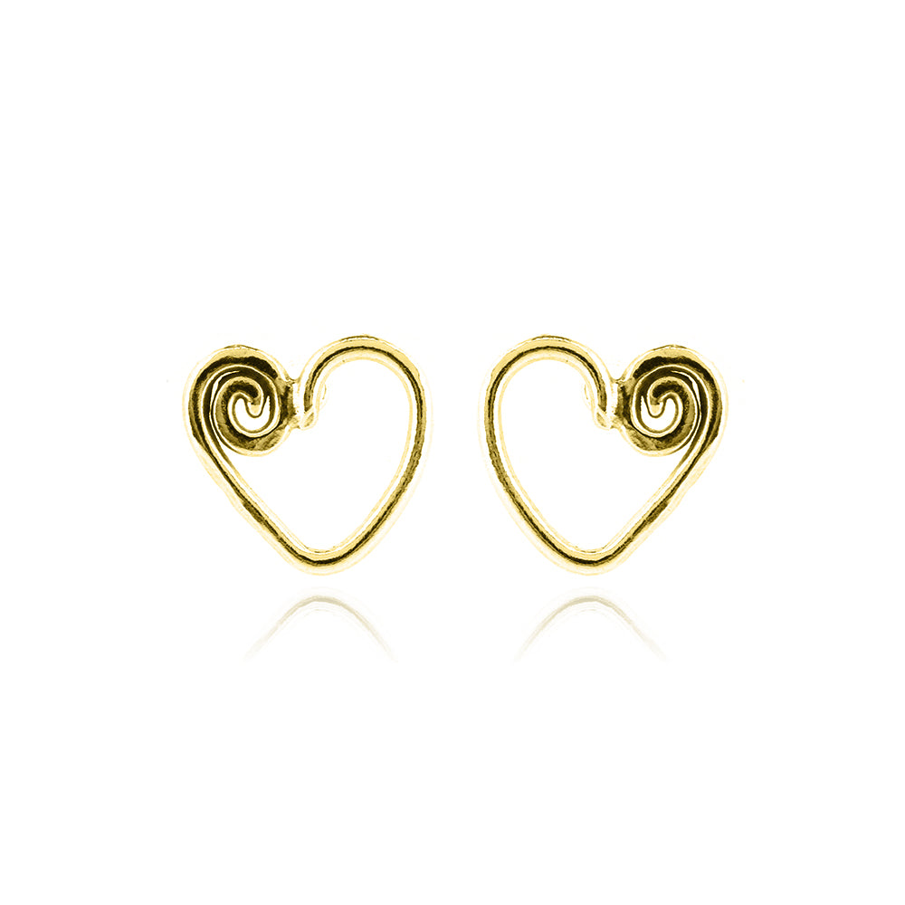 Heart Spiral Large Stud Earrings - Yellow Gold Vermeil