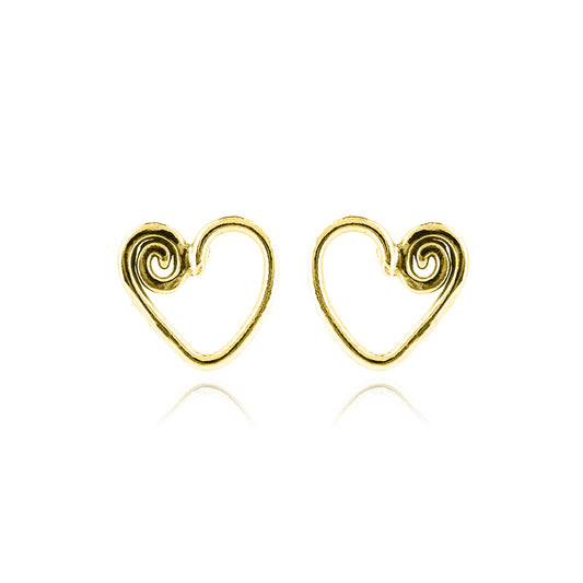 Heart Spiral Large Stud Earrings - Yellow Gold Vermeil