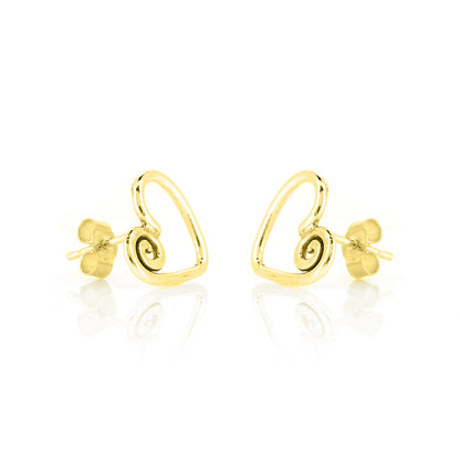 Heart Spiral Large Stud Earrings - Yellow Gold Vermeil