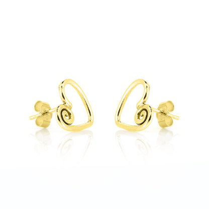 Heart Spiral Large Stud Earrings - Yellow Gold Vermeil