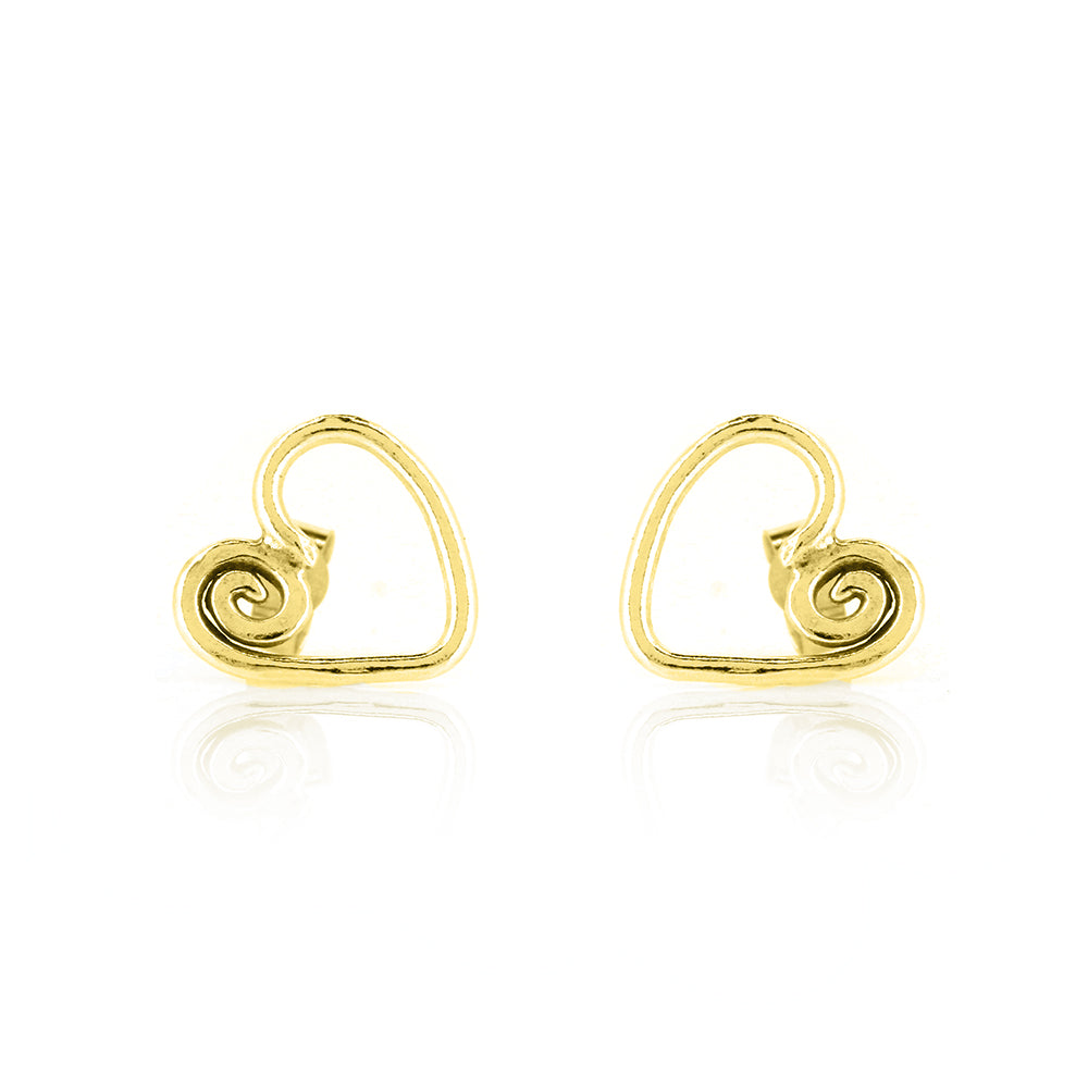 Heart Spiral Large Stud Earrings - Yellow Gold Vermeil