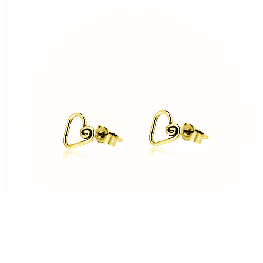Heart Spiral Stud Earrings - Yellow Gold Vermeil Stud Earrings