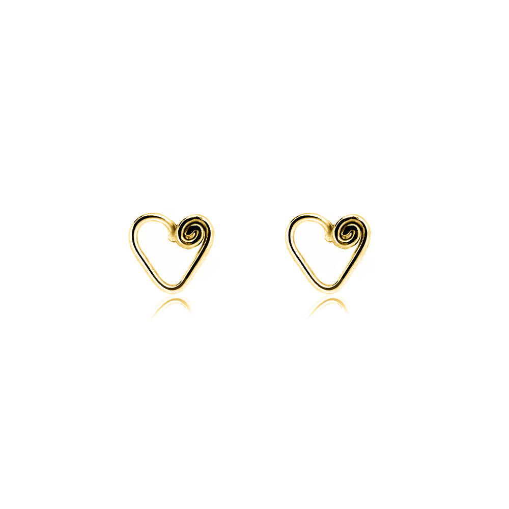 Heart Spiral Stud Earrings - Yellow Gold Vermeil Stud Earrings