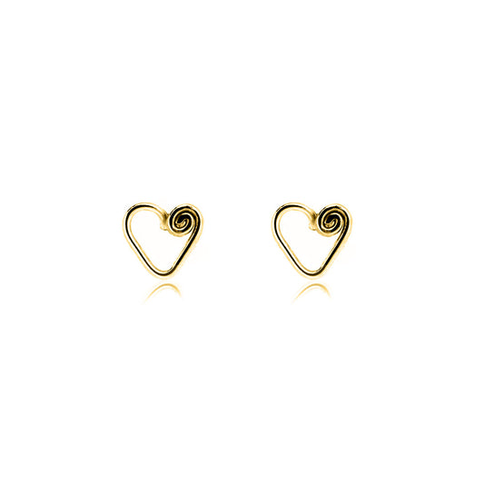 Heart Spiral Stud Earrings - Yellow Gold Vermeil Stud Earrings
