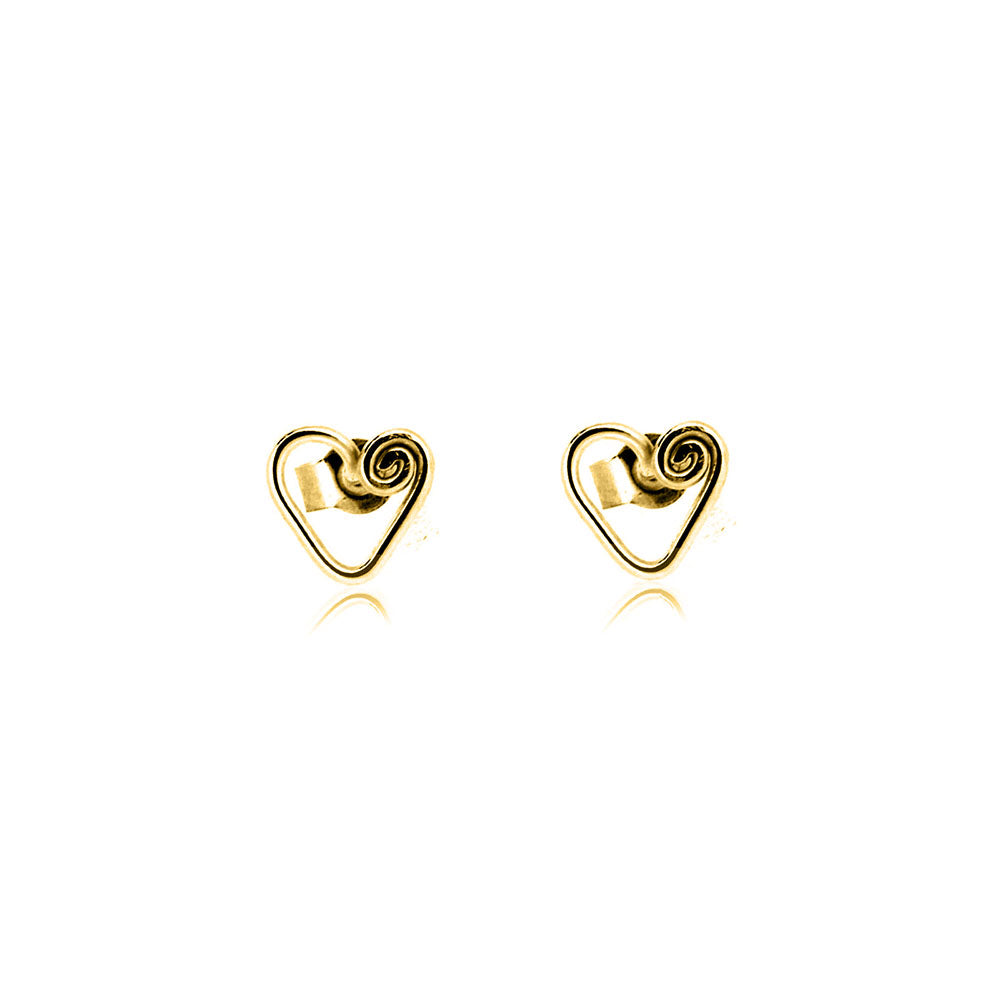 Heart Spiral Stud Earrings - Yellow Gold Vermeil Stud Earrings