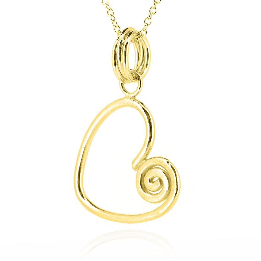 Heart Spiral Large Necklace - Yellow Gold Vermeil