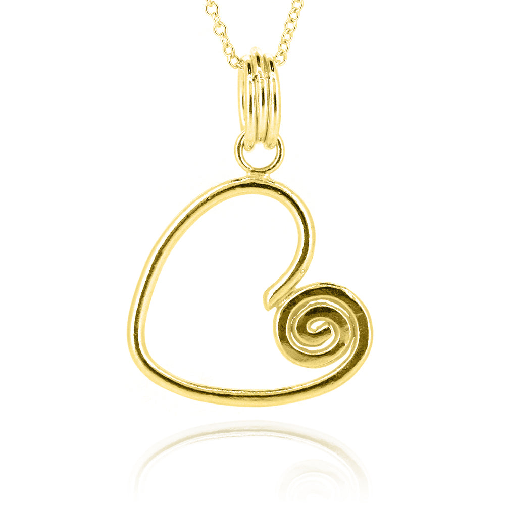 Heart Spiral Large Necklace - Yellow Gold Vermeil