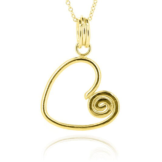 Heart Spiral Large Necklace - Yellow Gold Vermeil