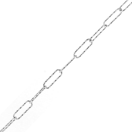 Sparkle Long Link Necklace - Sterling Silver - 18 Inch (45cm) length, 3.5mm width Necklace