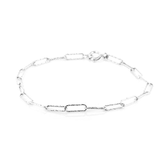 Sparkle Long Link Bracelet - Sterling Silver - 7.5 Inch (19cm) length, 3.5mm width Bracelets