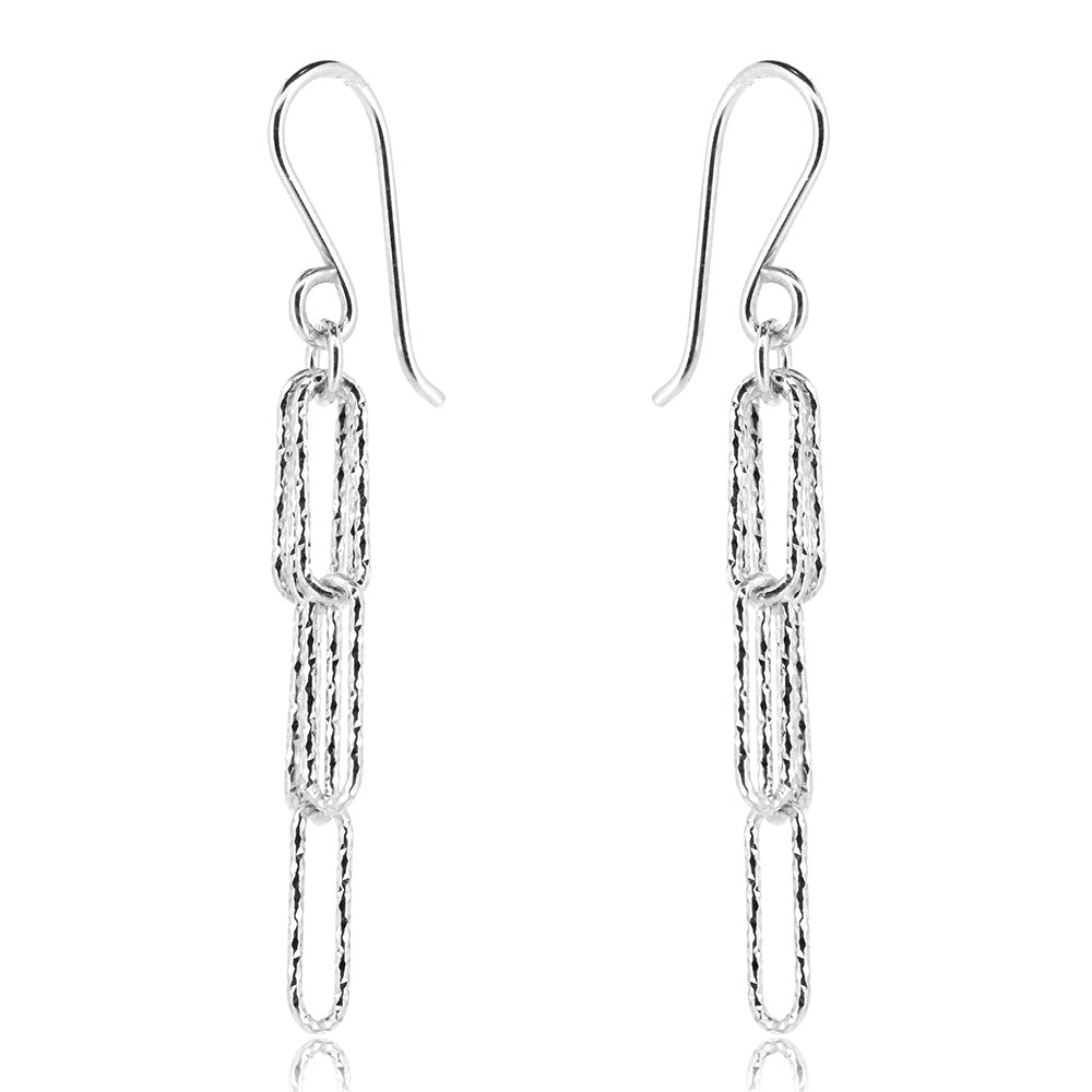 Sparkle Fringe Drop Earrings - Sterling Silver Drop Earrings