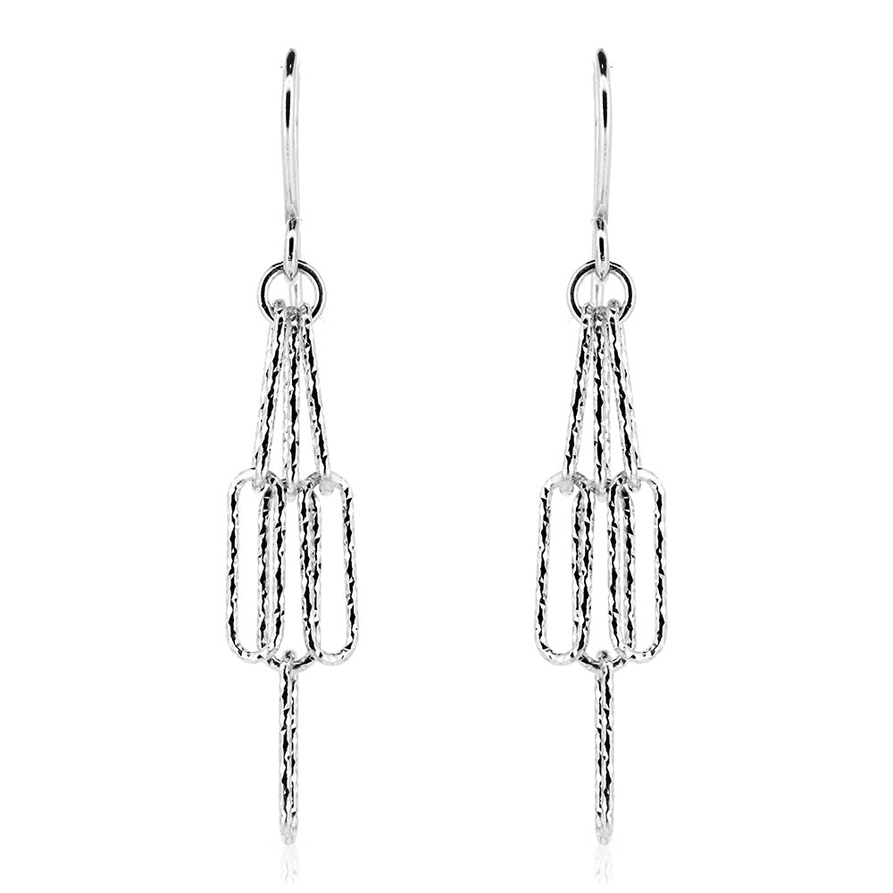 Sparkle Fringe Drop Earrings - Sterling Silver Drop Earrings