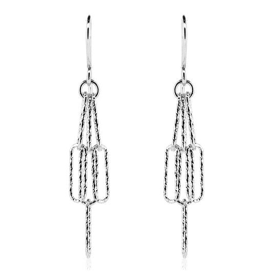 Sparkle Fringe Drop Earrings - Sterling Silver Drop Earrings