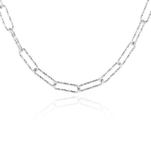 Sparkle Long Link Necklace - Sterling Silver - 20 Inch (50cm) length, 3.5mm width Necklace