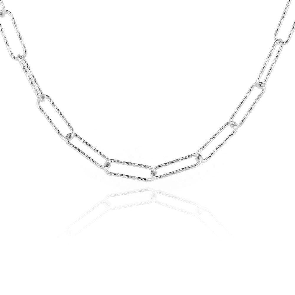 Sparkle Long Link Necklace - Sterling Silver - 18 Inch (45cm) length, 3.5mm width Necklace