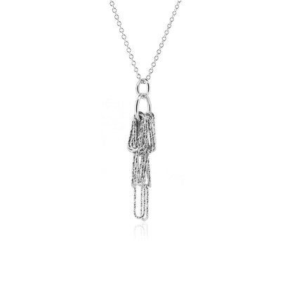 Sparkle Fringe Necklace - Sterling Silver Necklace