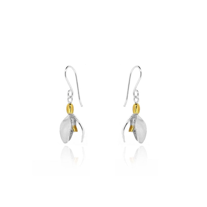 Snowdrop Drop Earrings 'Gold Hill' Variety - Sterling Silver Drop Earrings