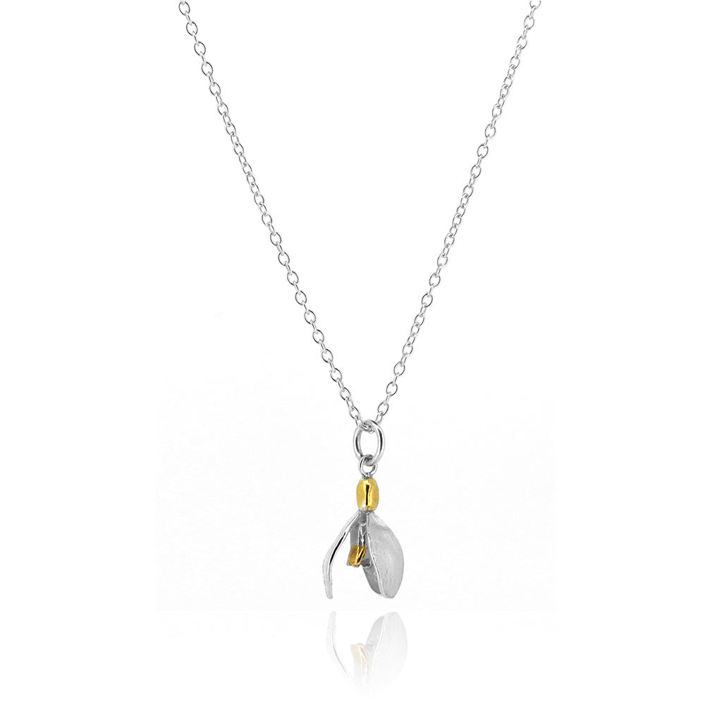 Snowdrop Necklace 'Gold Hill' Variety - Sterling Silver Necklace