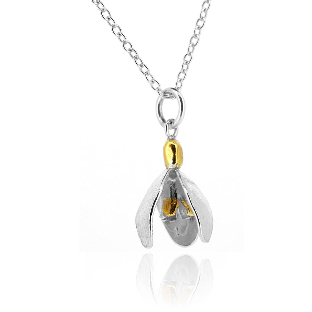 Snowdrop Necklace 'Gold Hill' Variety - Sterling Silver Necklace