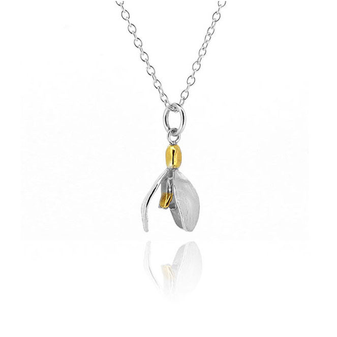 Snowdrop Necklace 'Gold Hill' Variety - Sterling Silver Necklace