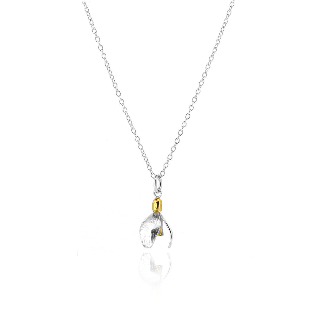 Snowdrop Necklace 'Gold Hill' Variety - Sterling Silver Necklace