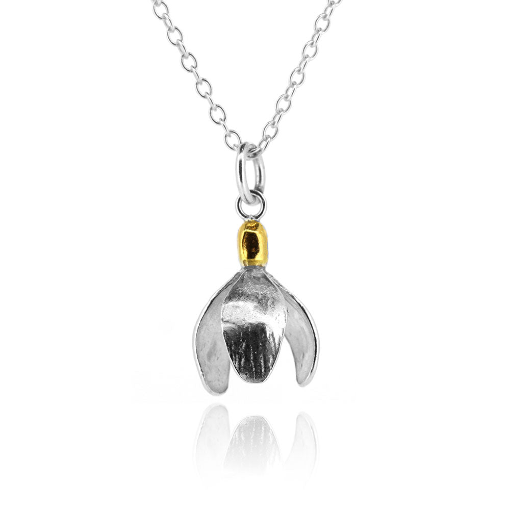 Snowdrop Necklace 'Gold Hill' Variety - Sterling Silver Necklace