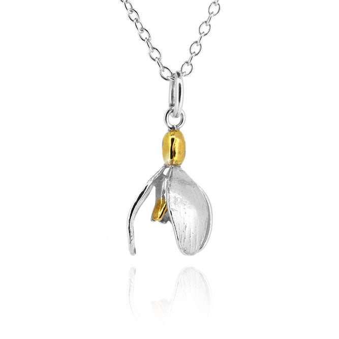 Snowdrop Necklace 'Gold Hill' Variety - Sterling Silver Necklace