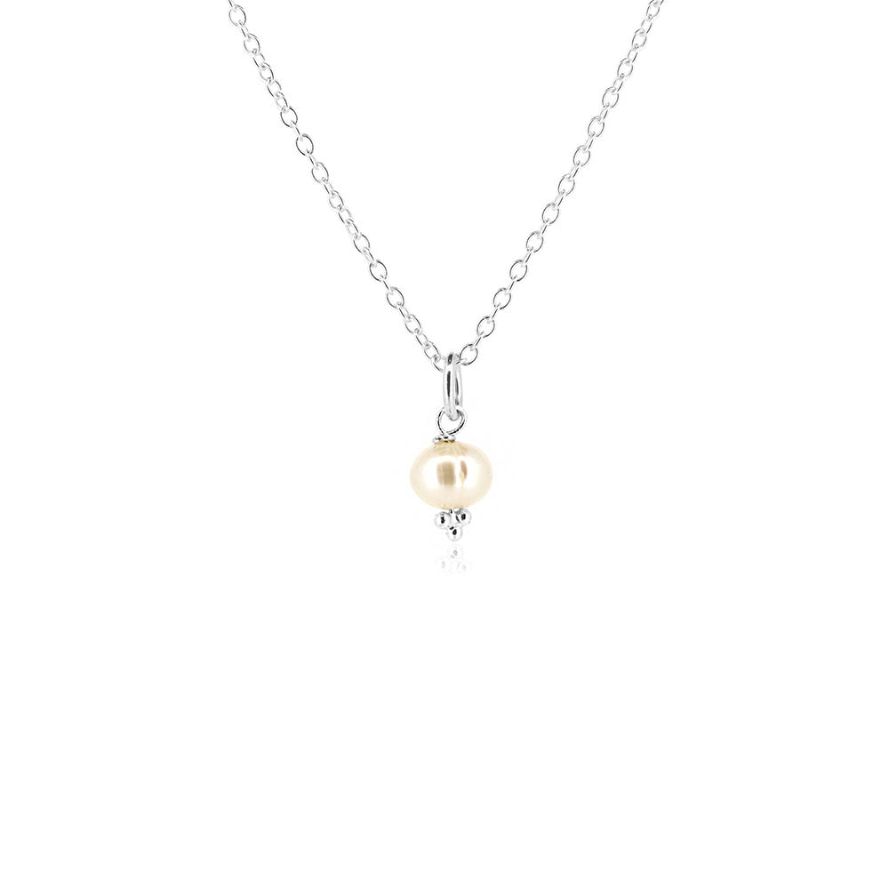 Alyssia White Freshwater Pearl Necklace - Sterling Silver Necklace