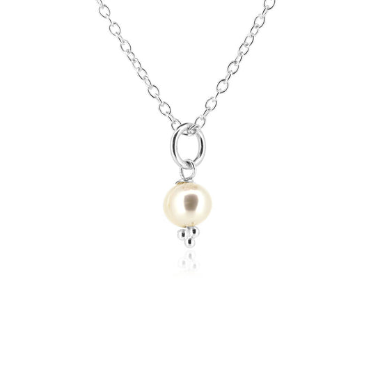 Alyssia White Freshwater Pearl Necklace - Sterling Silver Necklace