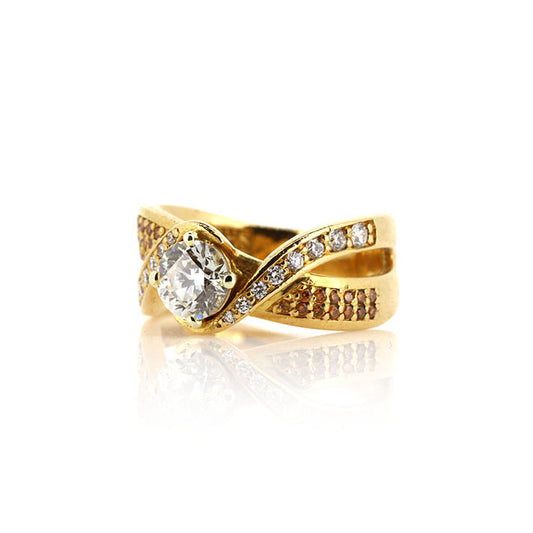 Pre-Owned - White and Cognac Diamond Ring