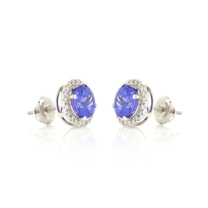 Pre-Owned - Tanzanite & Diamond Halo Stud Earrings Stud Earrings
