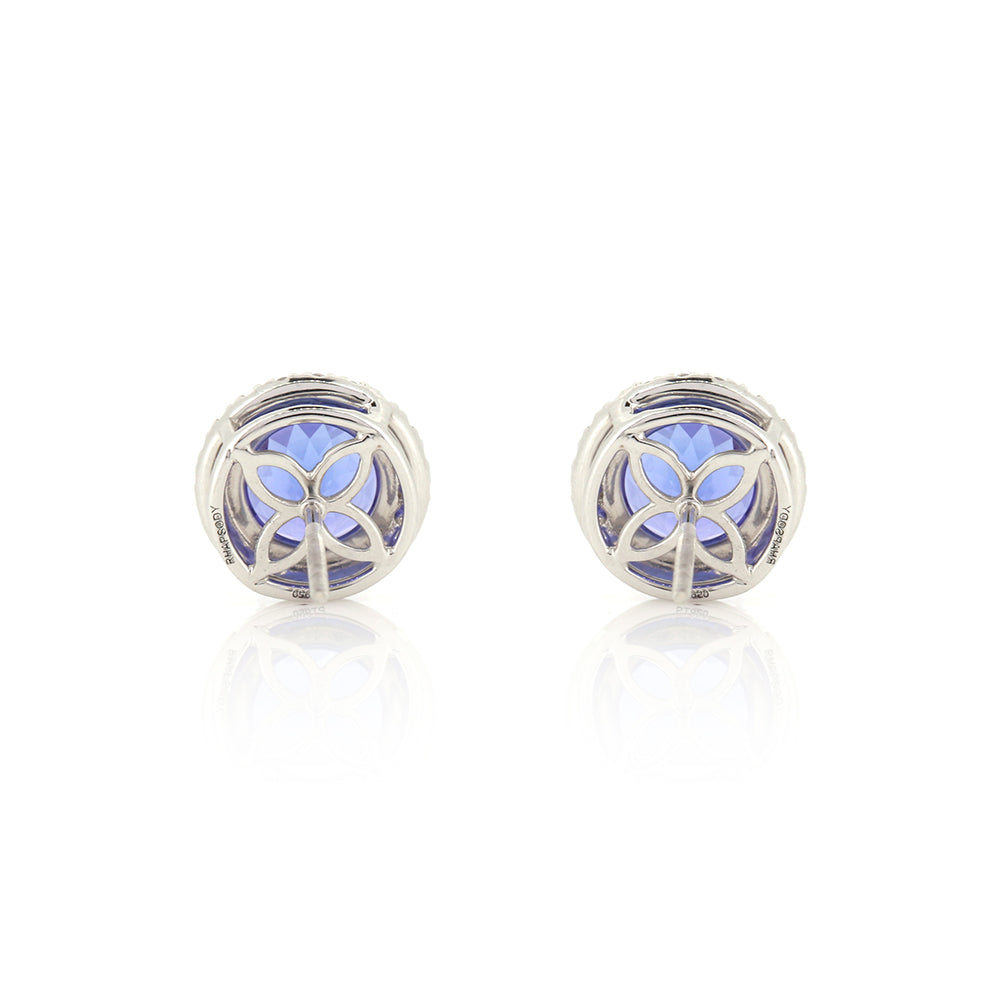 Pre-Owned - Tanzanite & Diamond Halo Stud Earrings Stud Earrings