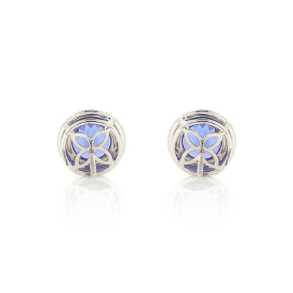 Pre-Owned - Tanzanite & Diamond Halo Stud Earrings Stud Earrings