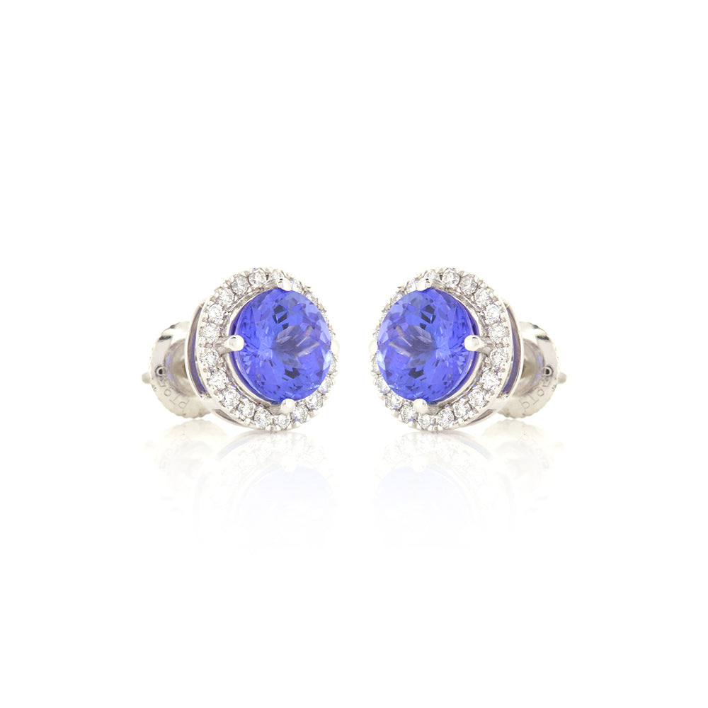 Pre-Owned - Tanzanite & Diamond Halo Stud Earrings Stud Earrings