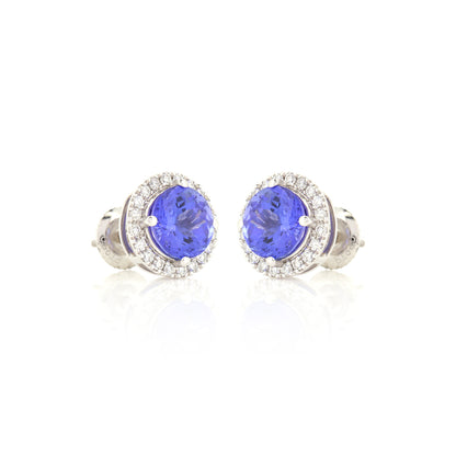 Pre-Owned - Tanzanite & Diamond Halo Stud Earrings Stud Earrings