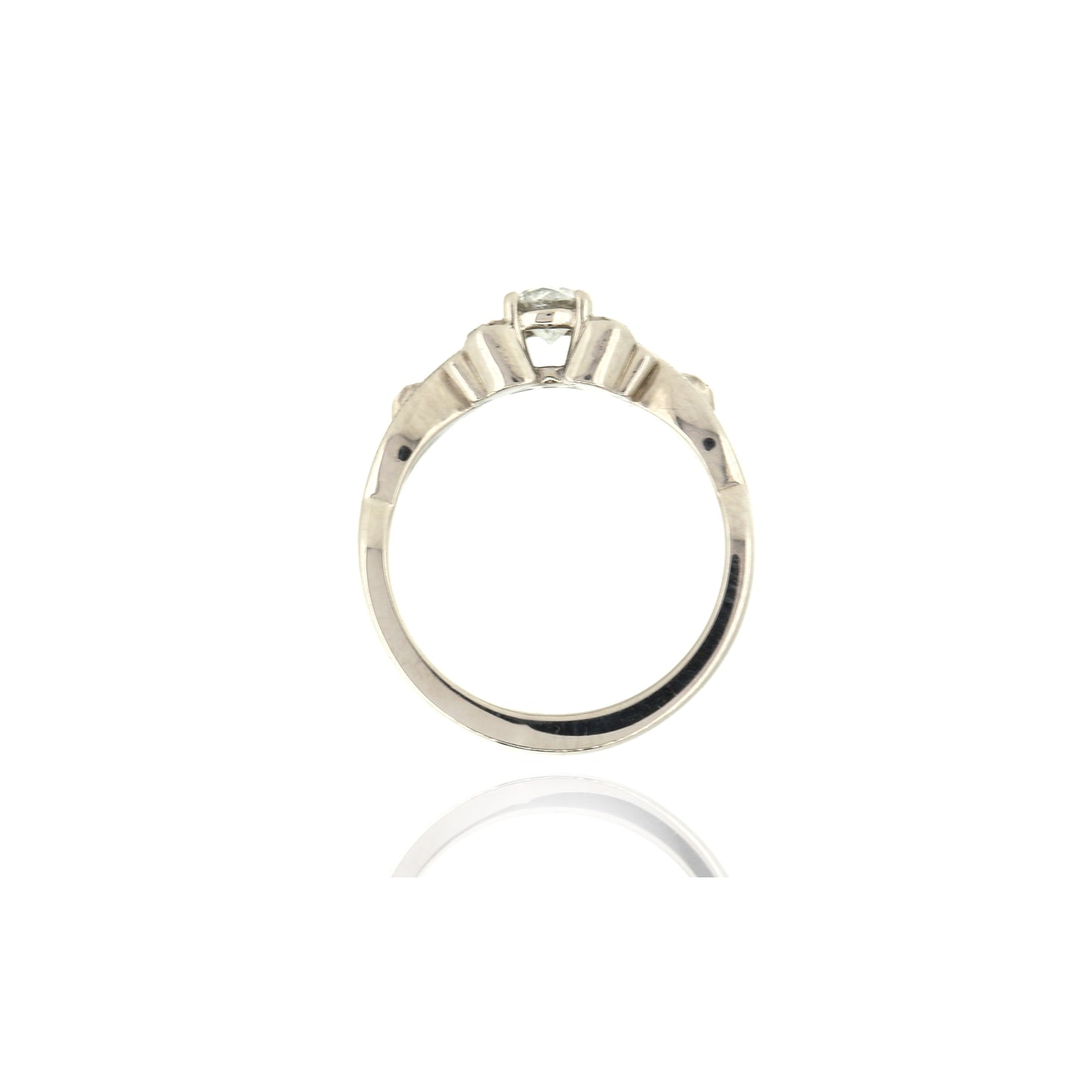 Diamond Solitaire Floral Vine Palladium Ring - Pre-Owned