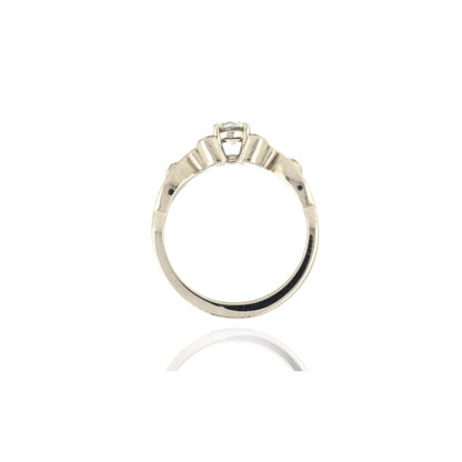 Diamond Solitaire Floral Vine Palladium Ring - Pre-Owned