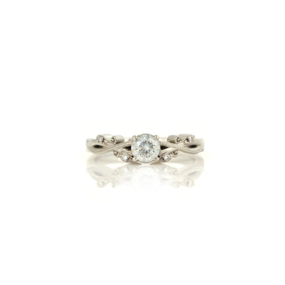 Diamond Solitaire Floral Vine Palladium Ring - Pre-Owned