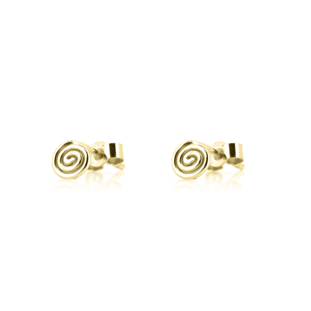 Spiral Small Stud Earrings - 9ct Yellow Gold Stud Earrings