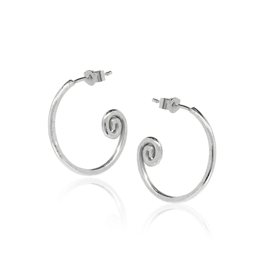 Spiral Large Hoop Earrings - Sterling Silver Hoop Earrings
