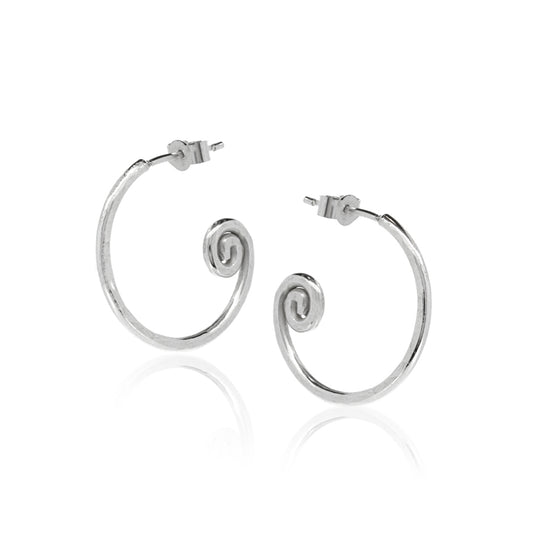Spiral Large Hoop Earrings - Sterling Silver Hoop Earrings